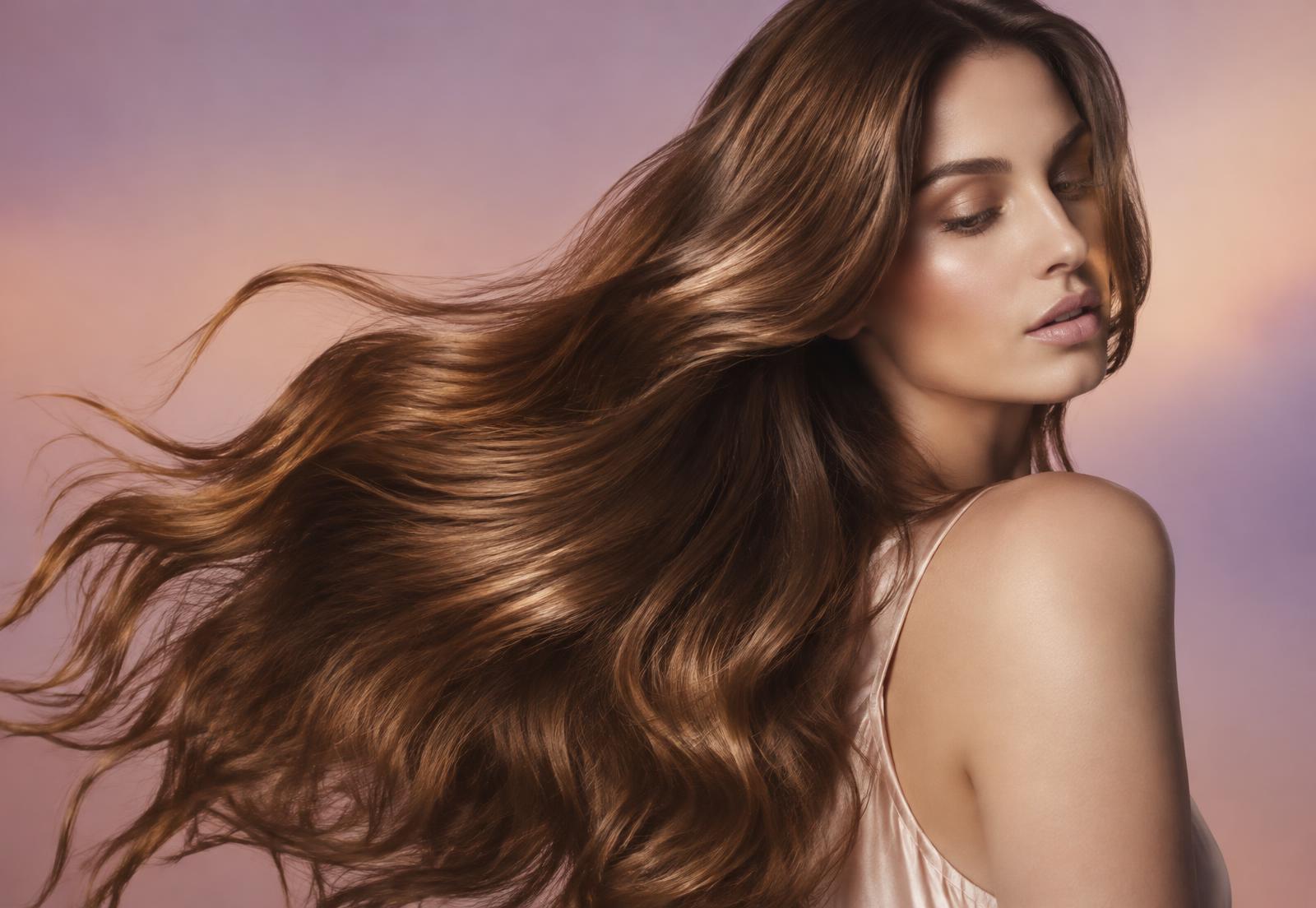 Glossy flowing styled hair